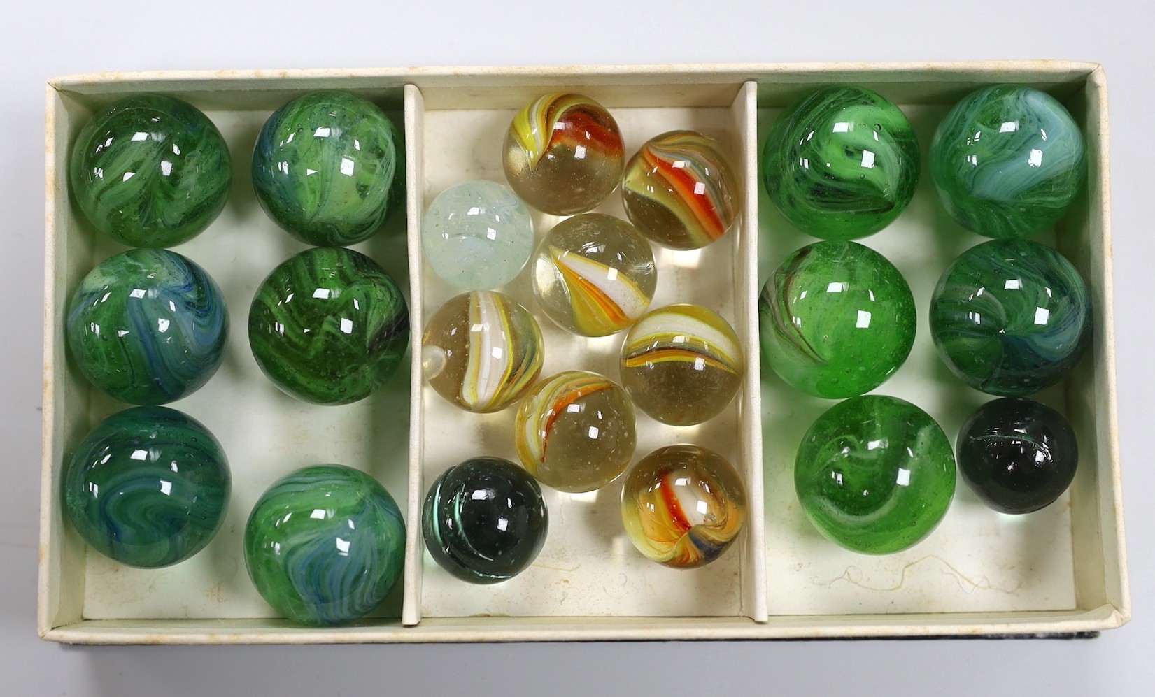 A group of Victorian and later glass marbles